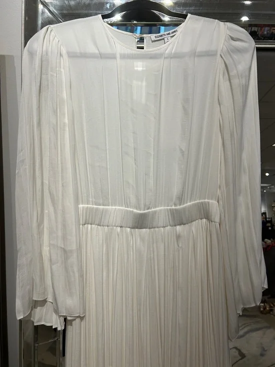 ELIZABETH & JAMES Ivory Pleated Long Sleeve Maxi Dress - Picture 2 of 5